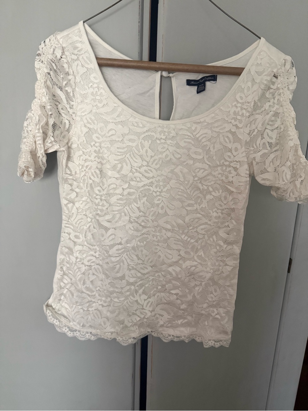 White Lace Scoop Neck Women’s Top